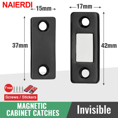 NAIERDI 2pcs/Set Magnetic Cabinet Catches Magnet Door Stops Hidden Door Closer With Screw For Closet Cupboard Furniture Hardware