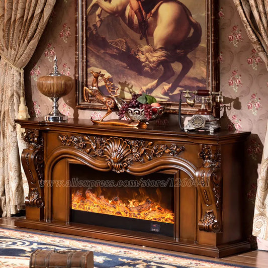 Fireplace Set Chimneypiece W160cm Wooden Mantel Electric Firebox Burner Artificial LED Optical Emulational Flame Decoration