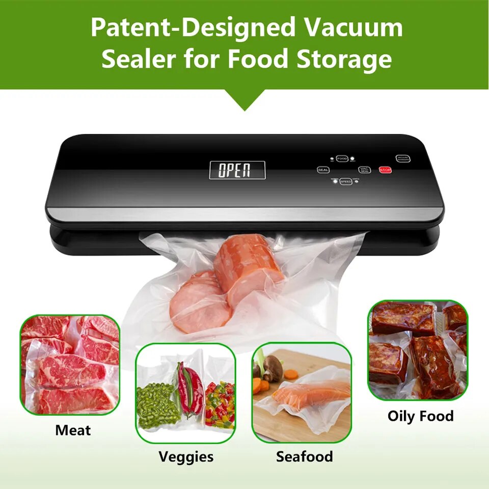 LAIMENG Automatic Vacuum Sealer Packing Machine With Vacuum Bags Roll Food Packaging Vacuum Packer Sous Vide for Kitchen S215