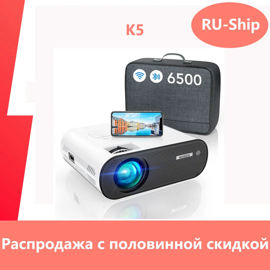 K5 Projectors WiFi Bluetooth Mini Portable Projector 4k Full HD Video Projector 1080P Beamer Mirroring FOR HomeTheater