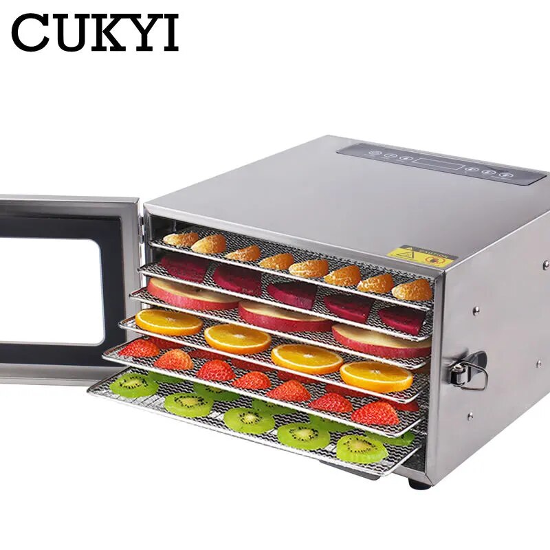 Stainless Steel Food Dehydrator Fruit Vegetable Herb Meat Drying Machine Pet Snacks food Dryer with 6 trays 220V EU US