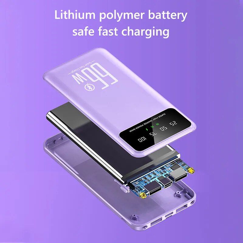 30000mAh Power Bank 66W Portable External Battery Charger Ultra Fast Charging Large Capacity for Huawei Samsung iPhone Xiaomi
