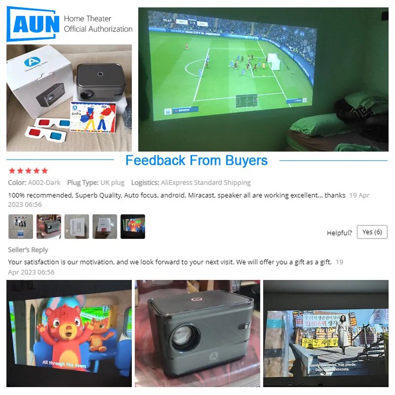 AUN A002 Android Projector LED Home Theater Projectors Support Full HD 4K Video Beamer Bluetooth WIFI Smart TV MINI Projector