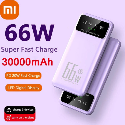 Xiaomi Mobile Power 30000mah 66W Power Bank Portable External Battery Charger Fast Charging For Huawei Samsung Iphone Powerbank