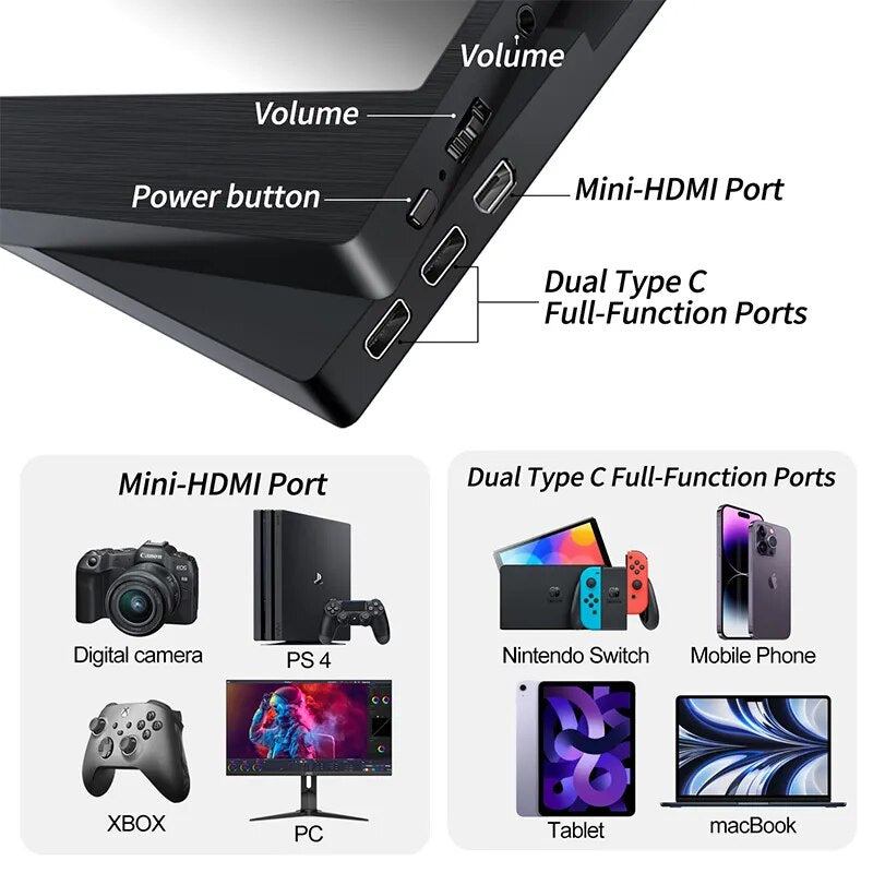 4K 17.3 Inch portable monitor gaming pc External Screen 3840*2160 IPS 100%SRG Display Support Type-C HDMI For Switch Laptop xbox