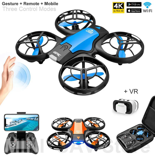 V8 Easy Fly Mini UAV Induction Control RC Helicopters Toy Gift Best Sell VR Drone 4k WIFI FPV Quadcopter With Camera Free Return