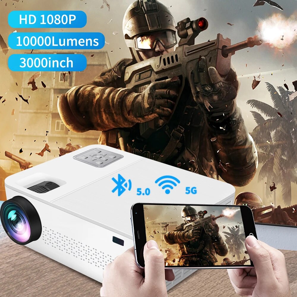 YERSIDA Projector G6 FULL HD Native 1080P 5G WIFI Bluetooth Support 4K Upgraded 10000 Lumens Outdoor Movie 3D Home Cinema Beamer