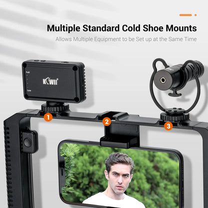 Smartphone Video Rig Cellphone Video Stabilizer Handheld Tripod Mount Hand Grip Filmmaking Vlog Shooting Case for iPhone Android