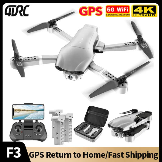 4DRC F3 GPS Drone 4k Professional 5GHz FPV Live Video Drones with 1080P HD Dual Camera Foldable RC Quadcopter Auto Return Home
