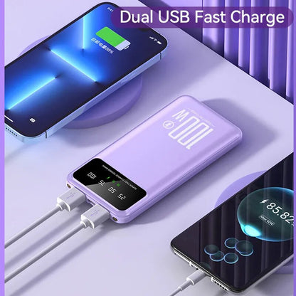 New 20000mAh Power Bank 100W Dual Port Super Fast Charging For iPhone Xiaomi Huawei Samsung Portable EXternal Battery Charger