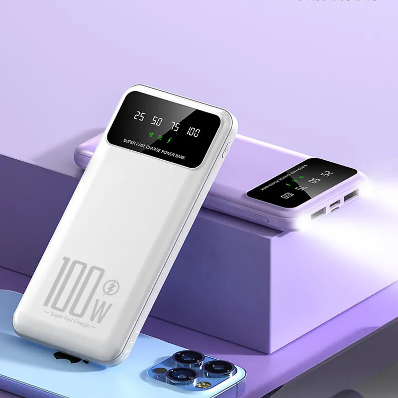 50000mAh Power Bank 100W Super Fast Charging Portable External Battery Charger For Iphone 14 13 Samsung Huawei Xiaomi Poverbank