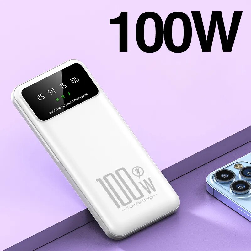 100W Super Fast Charging Power Bank 50000mAh Portable Charger External Battery Pack Powerbank for iPhone Xiaomi Huawei Samsung