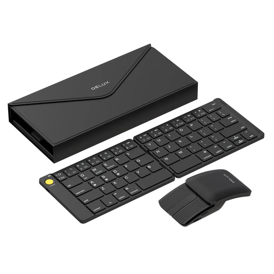 Delux PockCombo a Wireless Bluetooth Portable and Multi-Device Keyboard & Mouse Comb Rechargeable For Windows Mac Android