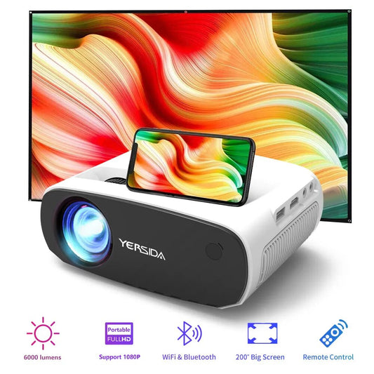 YERSIDA Projector BL128 Mini Portable Smart Home Native 1280x720P HD Support 4K Video For Mobile Phone with WIFI Bluetooth LCD