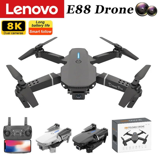 Lenovo E88Pro Drone 4K Professinal With 1080P Wide Angle Dual HD Camera Foldable RC Helicopter WIFI FPV Height Hold Kid Gift Toy