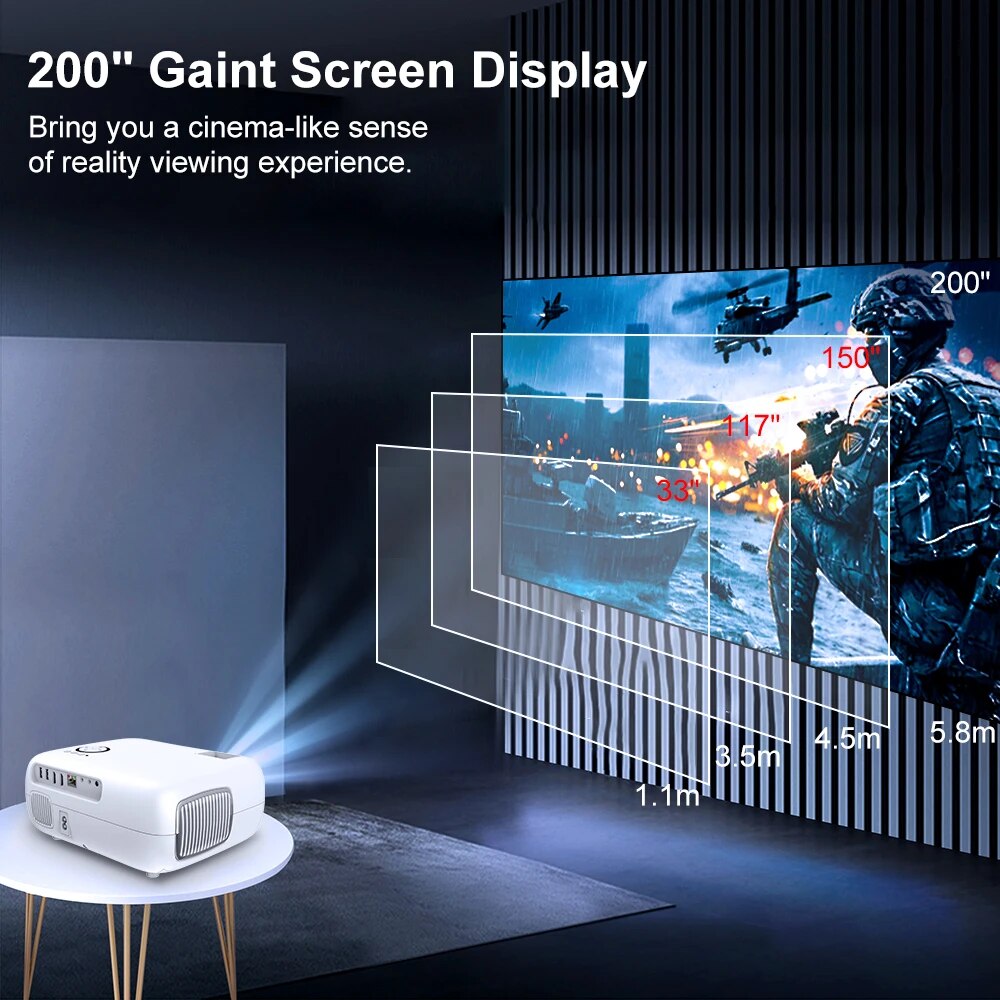 Progaga PG500 Real 1080P Full HD Portable Projector WIFI Android 9 Support 2K 4K Home Movie Cinema 200 Inch 6000 Lumens Beamer