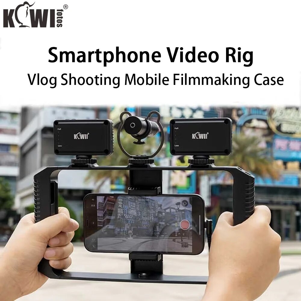 Smartphone Video Rig Cellphone Video Stabilizer Handheld Tripod Mount Hand Grip Filmmaking Vlog Shooting Case for iPhone Android